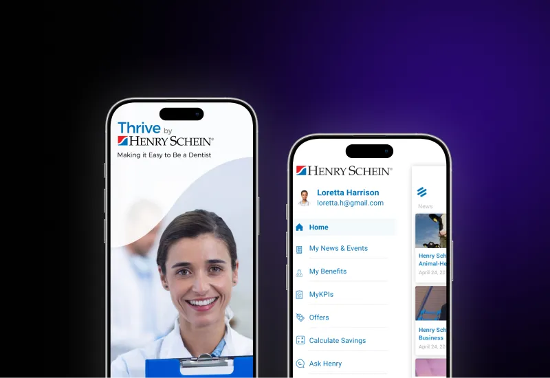 تطبيق Thrive من Henry Schein على الجوال بتنفيذ يوريسكو
