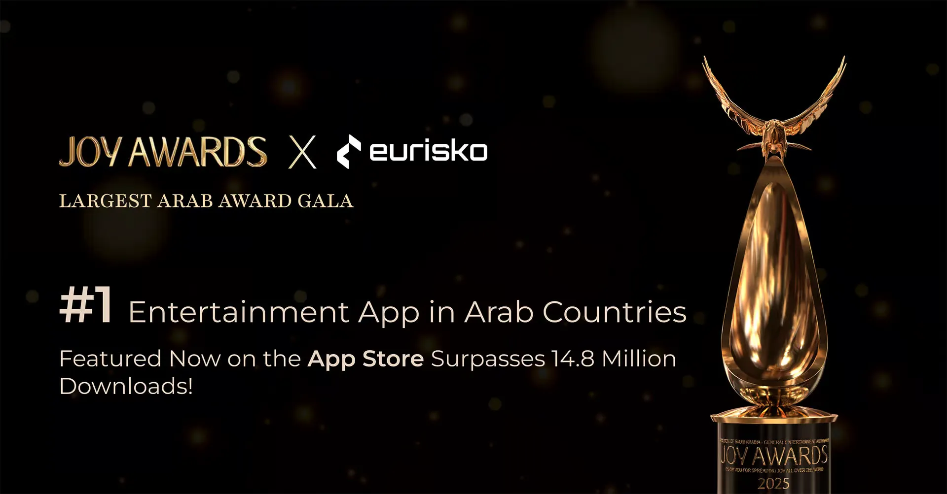 Eurisko تحتفل بإنجاز جديد: تطبيق Joy Awards يتجاوز 14.8 مليون تنزيل ويتصدر فئة الترفيه في الدول العربية